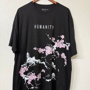 Black & pink cherry blossom humanity tee